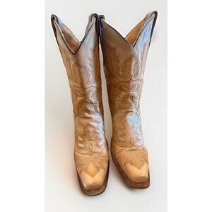 Corral Womens Size 9M Vintage Embroidered Tan Cowgirl Boots Style Square Toe
